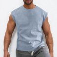 thumbnail image 3 of WQQZJJ Men's Large Size Tank Top Casual Solid Color Sleeveless T-Shirt Crew Neck Comfortable Fitness Workout Tops, 3 of 8