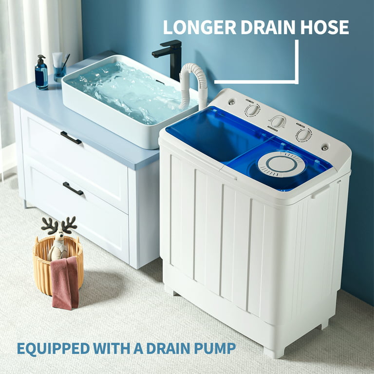 Auertech Portable Washing Machine 14lbs Mini Twin Tub Compact  Semi-Automatic Washer Spinner Combo with Gravity Drain – The Market Depot