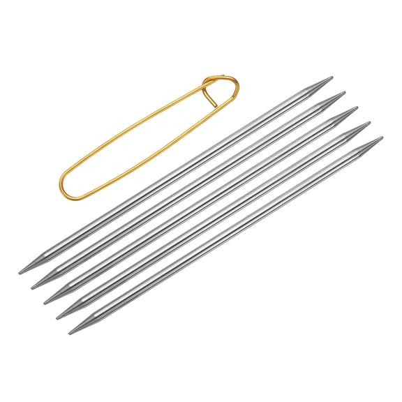 Uxcell 5Pcs US 7(4.5mm) Double Pointed Knitting Needle with Stitch Holder for Handmade Projects