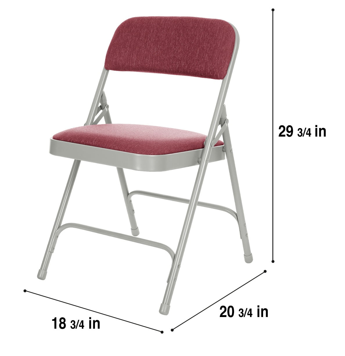 Hampden Furnishings Bernadine Fabric Padded / Steel Folding Chair, Grey/Burgundy, 4 Pk