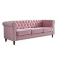 thumbnail image 4 of Chesterfield Velvet Sofa, Button Tufted Velvet Couches with Golden Metal Legs and Scrolled Arms, 3-Seater Upholstered Couch for Living Room Apartment Bedroom Office, Pink, 4 of 9