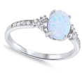 thumbnail image 4 of CHOOSE YOUR COLOR Oval White Simulated Opal Ring .925 Sterling Silver Band CZ Female Size 6, 4 of 4