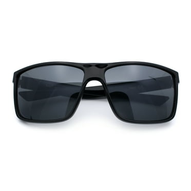Locs Mens Classic 90s All Black Rectangular Gangster Plastic Sunglasses
