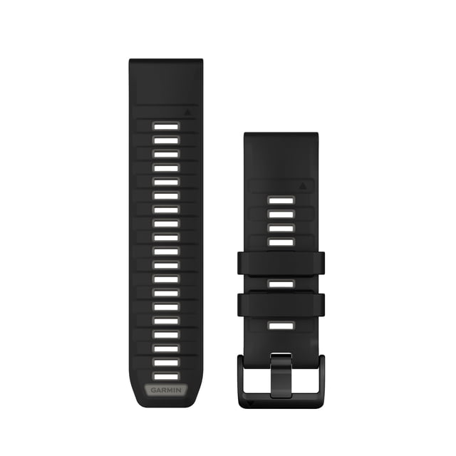 Correa de reloj Garmin QuickFit de 26 mm, silicona negra y gris guijarro