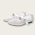 thumbnail image 2 of Womens White Mesh Ballet Flats - Breathable Mary Jane Style Flat Shoes with Adjustable Buckle,Size 6.5, 2 of 8