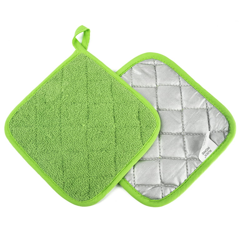 Hunter Green Heavy Quilted Terrycloth Pot Holder, 2 Pack