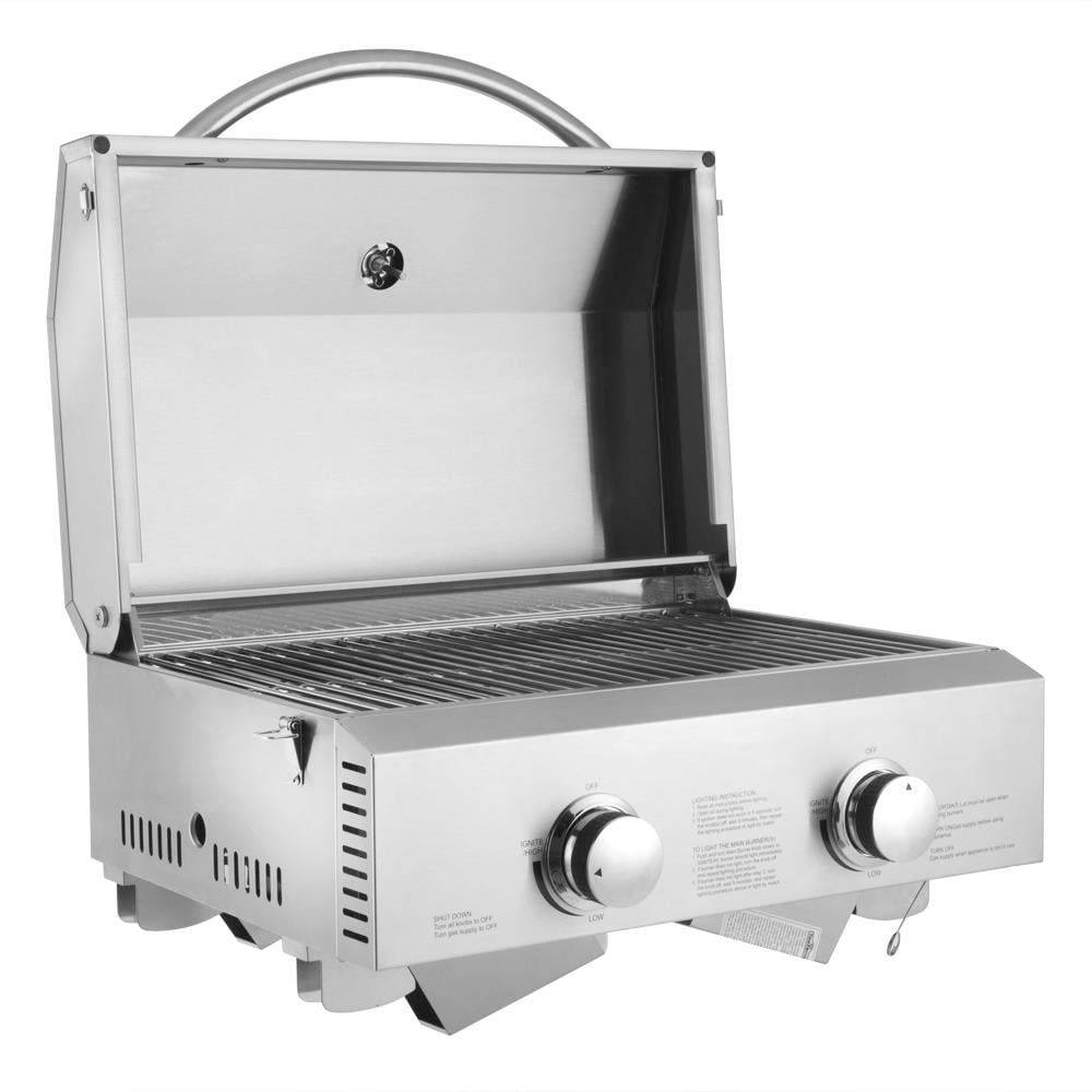Giantex Portable Gas Grill With Burner, 20,000 BTU Total, Folding Legs