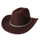 thumbnail image 4 of Sombrero de copa vaquero occidental unisex de lana - Adornado con pedrería, correa ajustable, talla única, poliéster, para disfraces/festivales, 4 of 4