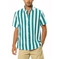 thumbnail image 1 of Camisas a rayas INSPIRE CHIC para hombres, ajuste regular, de verano, con mangas cortas y botón en la parte delantera, 1 of 4