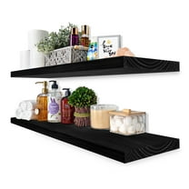 Sorbus Wood Floating Shelves for Wall - 35” Solid Wood Wall Shelves for Bathroom Decor, Books, Bedroom & Living Room - Set of 2 Wall Mounted Kitchen Shelves - Durable 100% Premium Solid Pine