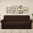 thumbnail image 2 of U-NICE HOME 4-Piece Stretch Sofa Cover for 3-Cushion Couch Pet-Friendly, Chocolate, 2 of 7