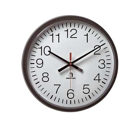AMERICAN TIME 13-1/8" Roman Face Style Wall Clock, Black, E56BADD301