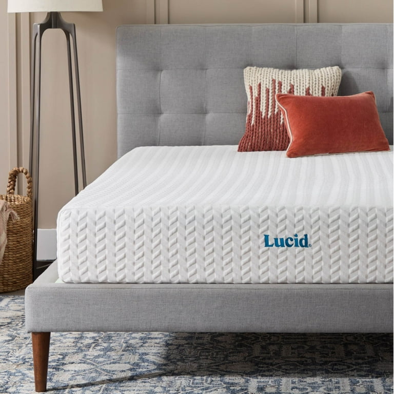 LUCID Memory Foam Matrastopper 120x190cm met bamboehoutskool, 10 cm dikke matrasoplegger 120 x 190 cm