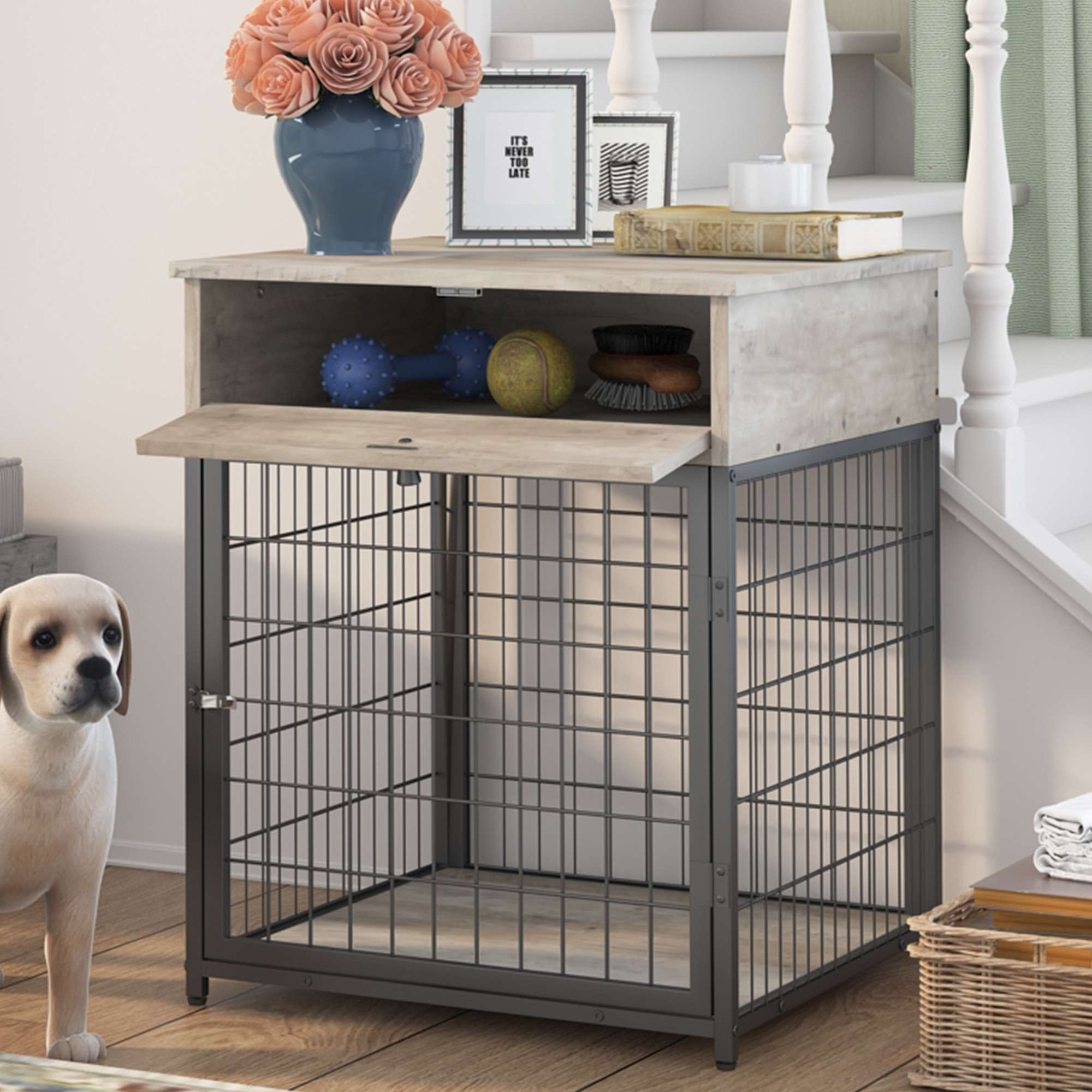 UWRNite Furniture Dog Crates, Style Wood Dog Kennel End Table, Dog House Indoor Use, ChewProof