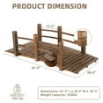 thumbnail image 3 of Wooden Garden Bridge Classic Wood Arch Stained Finish Footbridge with Safety Railings, 530 lbs Capacity, Decorative Pond Bridge Landscaping for Outdoor Garden Backyard Creek Farm, Carbonized, 3 of 7