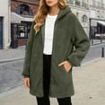 thumbnail image 5 of idosla Womens Fleece Zip Up Jacket with Pockets Oversized Long Sherpa Hoodie Fuzzy Jackets Warm Teddy Coat (Army Green, M), 5 of 8