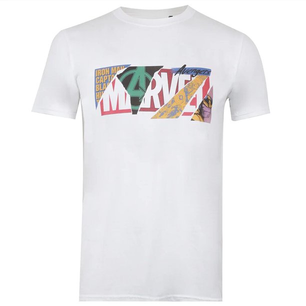 Marvel - Camiseta Álbum de Recortes para Hombre (Blanco)