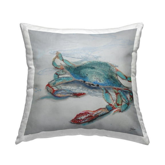 Stupell Industries Abstract Patterned Blue Crab Square Decorative Printed Throw Pillow, 18 x 18