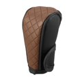 thumbnail image 1 of Funda Universal para pomo de palanca de cambios de coche, Protector adhesivo decorativo para pomo de coche automático, piel sintética, color negro y marrón, 1 ud., 1 of 7
