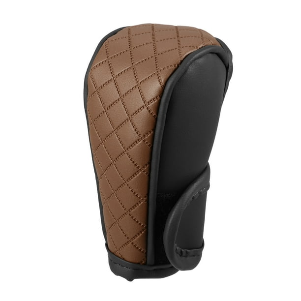 Funda Universal para pomo de palanca de cambios de coche, Protector adhesivo decorativo para pomo de coche automático, piel sintética, color negro y marrón, 1 ud.