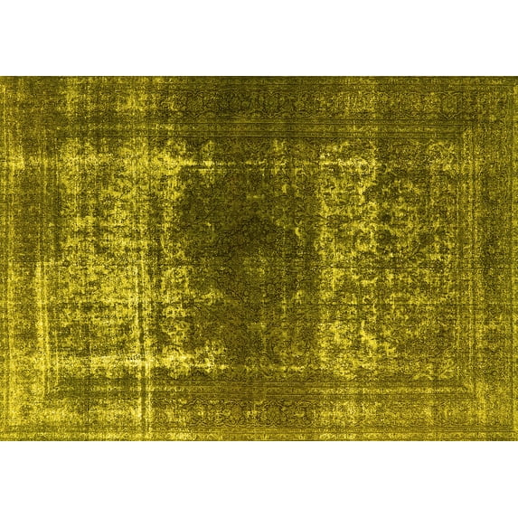 Ahgly Company Indoor Rectangle Oriental Yellow Industrial Area Rugs, 8' x 12'