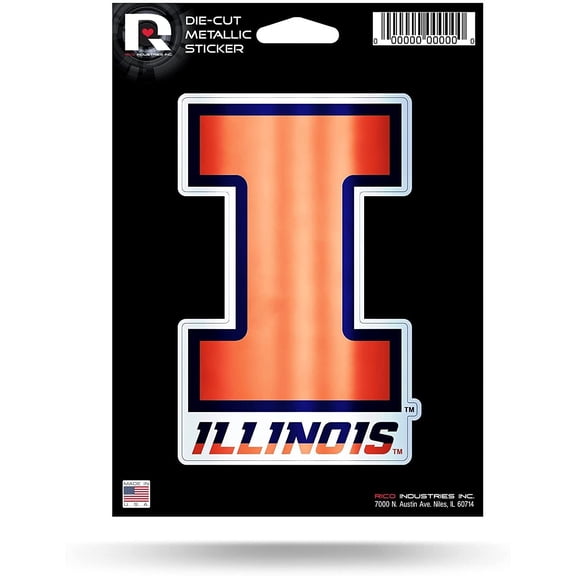 University of Illinois Illini 5 Inch Sticker Decal Metallic Shimmer Design Flat Vinyl