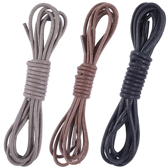 3 Colors 3 Pairs Dress Shoelaces 1/8 Inch Thin Round Cotton Shoestrings Replacement Business Oxford Boots Shoes Laces Strings Strips DIY