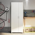 thumbnail image 4 of RealRooms Armoire de Rangement Asymétrique Haute avec Étagères et Pieds Réglables, Blanc, 4 of 9