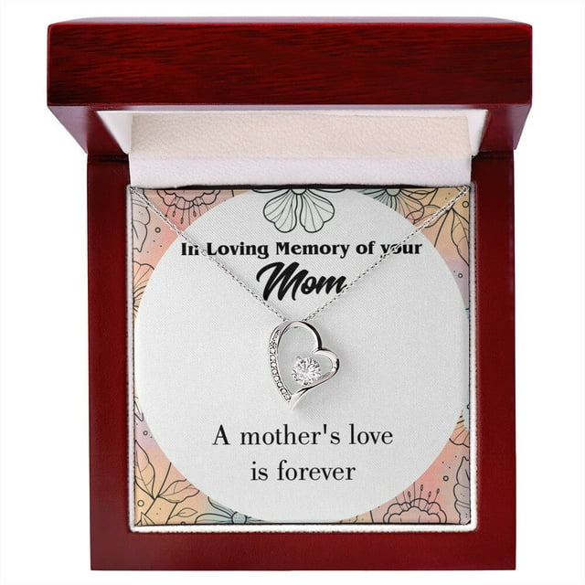 To Mom Remembrance Message Mother's Love is Forever Forever Necklace w Message Card