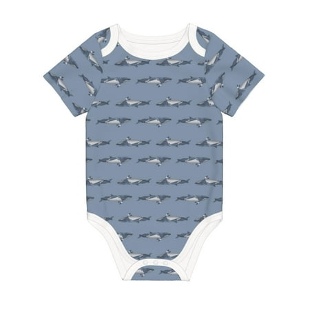 

Matuu Cute Whale for Baby Short-Sleeve Bodysuit Soft Cotton Comfortable and Breathable Perfect for Newborns and Infants