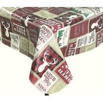 Serafina Home Holiday Christmas Vinyl Flannel Backed Tablecloth: Lodge Cabin 2021 (52" x 90" Inch, Multi)