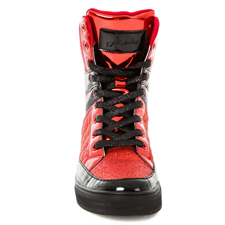 Take The Lead Rhinestone Sneakers in Red/Black Red Black / 10