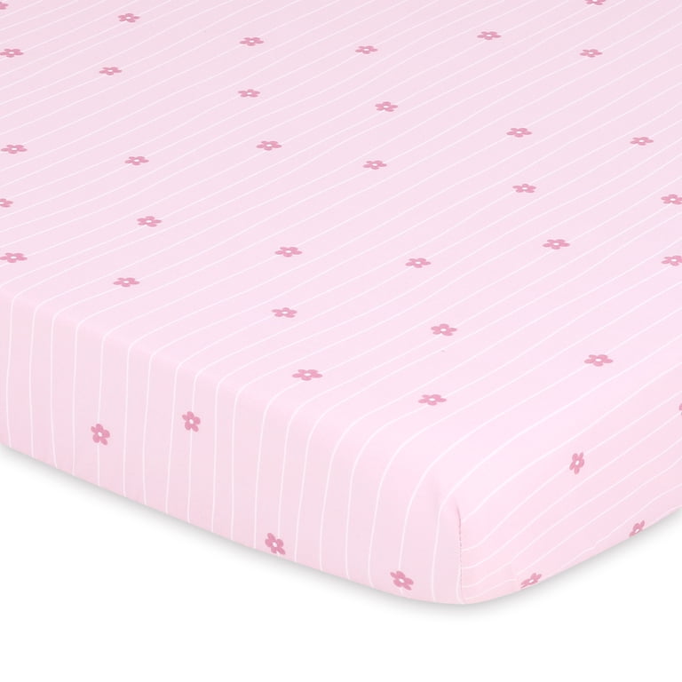 The Peanutshell Playard Sheets, Pink Daisy 3 Pack photo 2