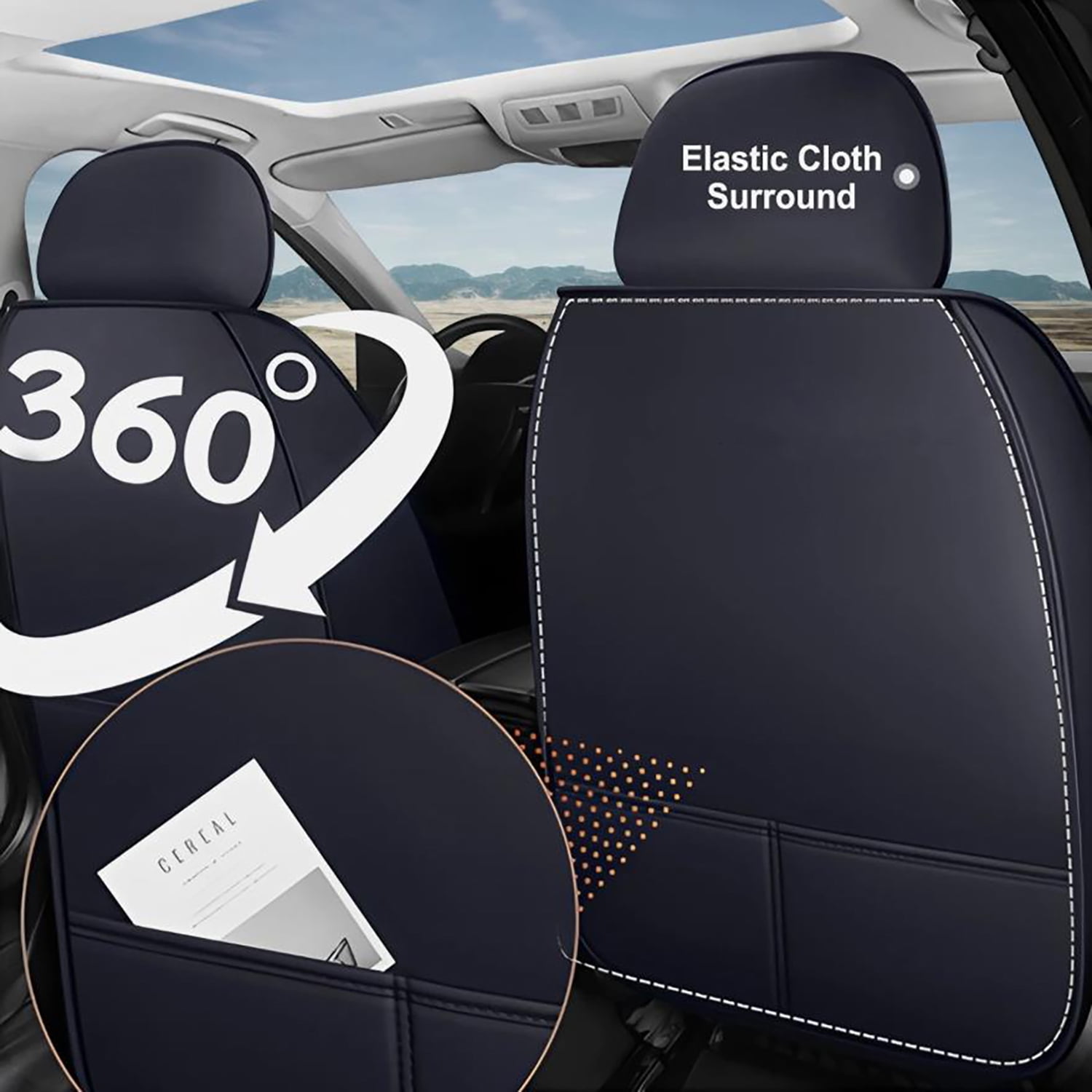 Car Seat Covers Compatible with Toyota Camry 2002-2025 - Full Set 5 Seats Faux Leather All-Weather Seat Cushions & Protectors, Waterproof & Breathable, Airbag Compatible (Black)