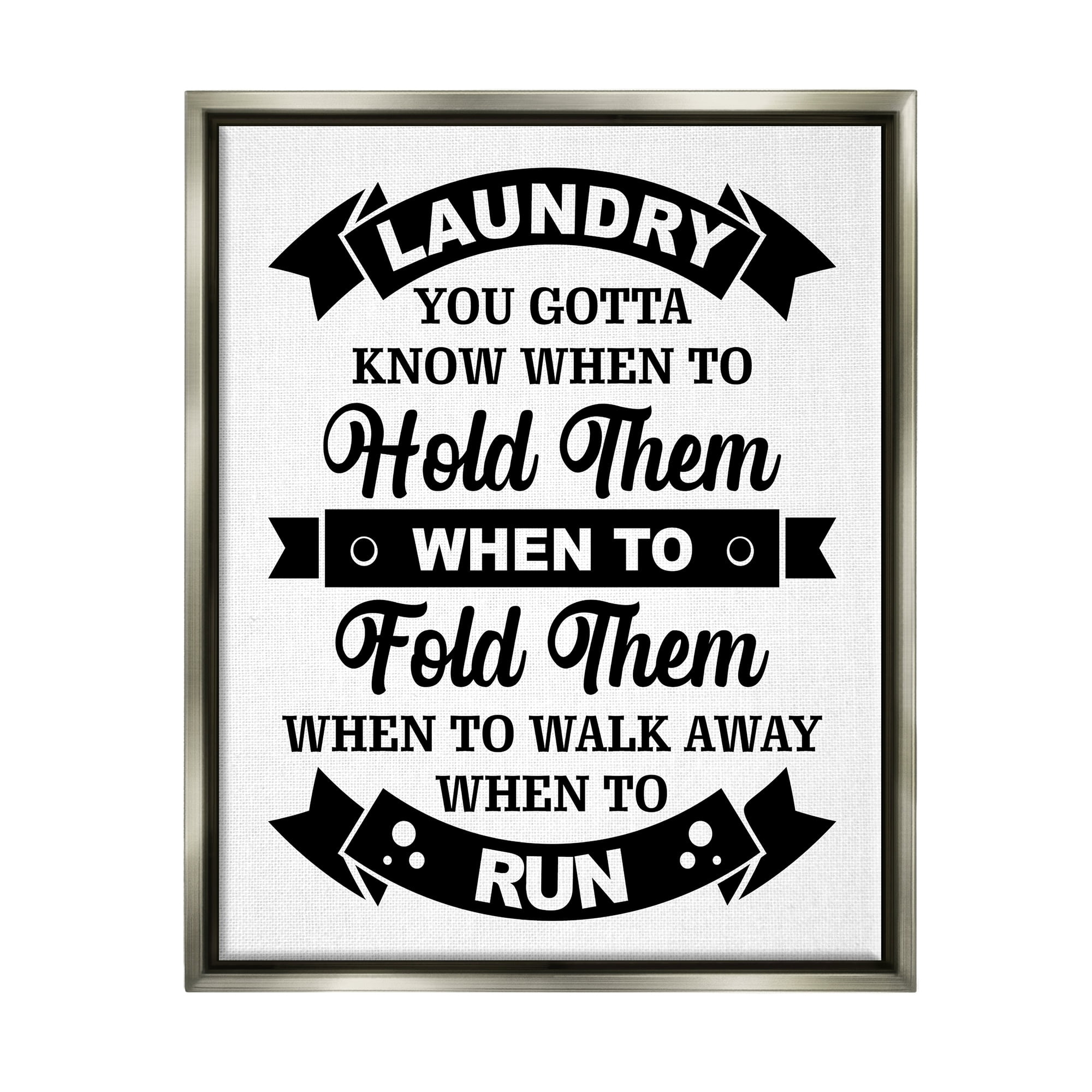 Stupell Industries Laundry Room Vintage Style Text Phrase Banners Graphic Art Luster Gray Floating Framed Canvas Print Wall Art, Design by Lettered and Lined