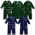 thumbnail image 3 of Pijamas de calidad para niños, conjunto de pijamas navideños de terciopelo, ropa de vacaciones de invierno para bebés y niñas, agregue su nombre de texto, ropa de dormir, 3 of 4