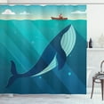 thumbnail image 1 of Ambesonne Ocean Shower Curtain, Sailor Whale with Rays, 69"Wx75"L, Blue and White, 1 of 3