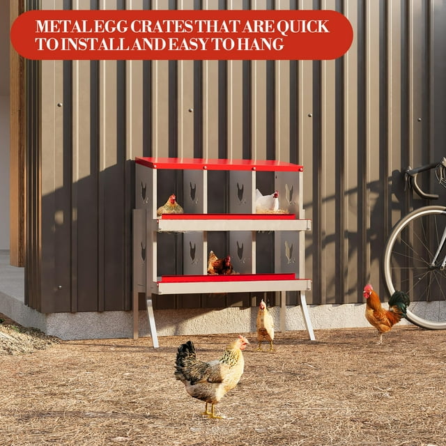 EDTara Chicken Nesting Box, 6/8/10 Compartment Roll Away Nesting Box for Laying Eggs