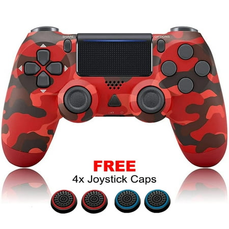 NETNEW Wireless Game Controller Compatible with PS4 /Slim/Pro Analog Sticks 6-Axis Motion Sensor - Camo Red, PlayStation 4