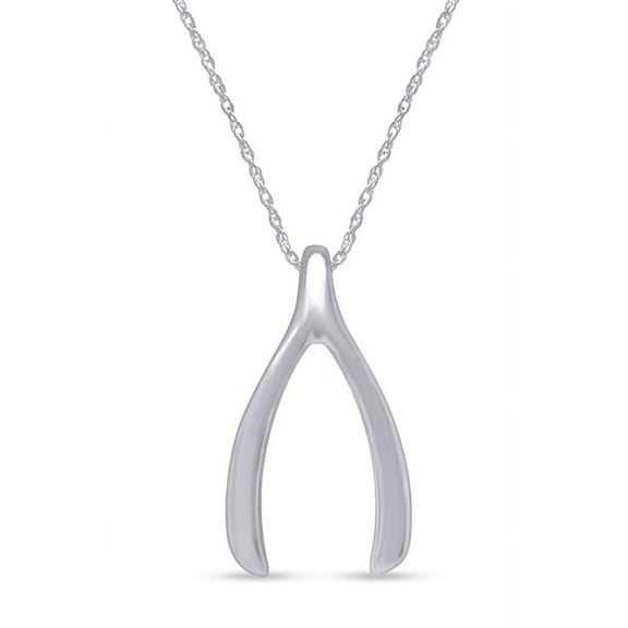 AFFY Wishbone Pendant Necklace in 14K White Gold Over Sterling Silver, Gift For Her
