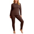thumbnail image 7 of IMENGL Pajamas for Women Robes Fleece Two Piece Set Including Top and Pants Soft Nightgowns & Sleepshirts Women's Sleepwear,Brown, 7 of 7