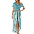 thumbnail image 2 of Summer Dresses for Women Sale Fashion Neck Casual Print Short Sleeve Party Long Dress, 2 of 5