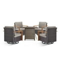 thumbnail image 2 of PARKWELL 5 Piece Patio Fire Pit Sets,All-Weather Conversation Set with 4 Swivel Glider Chair and 30" Fire Pit Table,Outdoor Patio Seating Furniture Set for Backyard Gatherings, Brown/Gray, 2 of 10