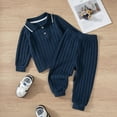thumbnail image 2 of Zshosam Baby Boy Outfits Fall Winter Boys' Fashion Long Sleeve Shirts Sweatshirt Tops and Jogger Pants Fall Winter Outfits,Navy 6-12 Months, 2 of 5