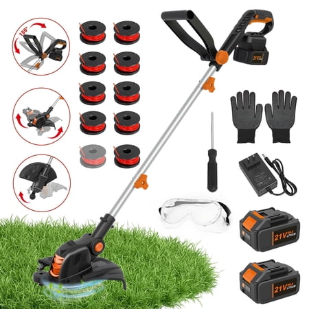 CATGOOD 4AH Cordless String Trimmer, 12" Weed Wacker Cordless with Fast Charger, 2 in 1 Lawn Mower and Weed Trimmer