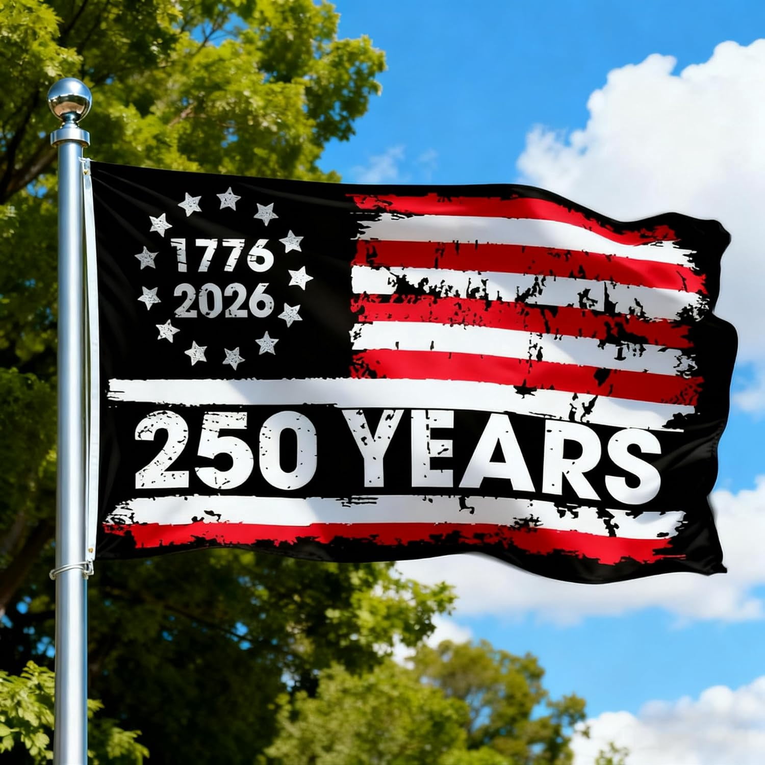 250th Anniversary Flag 3 x 5 Ft Eagle Outdoor Flag with Durable Canvas Header and Brass Grommets Decor for Outdoor Front Door Porch Wall (250 Years)