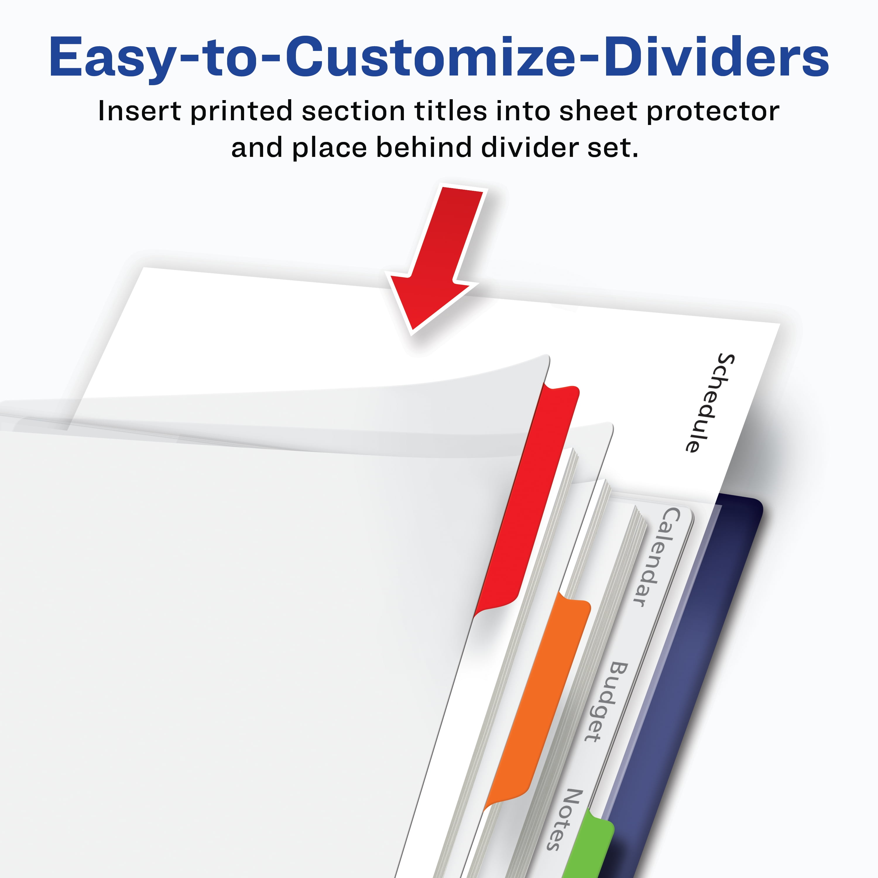 (2 pack) Avery Clear Easy View Divider, 5-Tab, Plastic, Clear Body, Multicolor Tabs, 1 Set