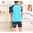 thumbnail image 3 of Boys' 3-Pieces Short Sleeve Protective Rashgurad Swimsuit Set with Swim Cap UPF 50+, 3 of 7