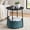 Ebony Black + Turquoise Blue, variant on Small Round Side End Table with Fabric Basket, Modern Nightstand in Cream White, ULET223K67
