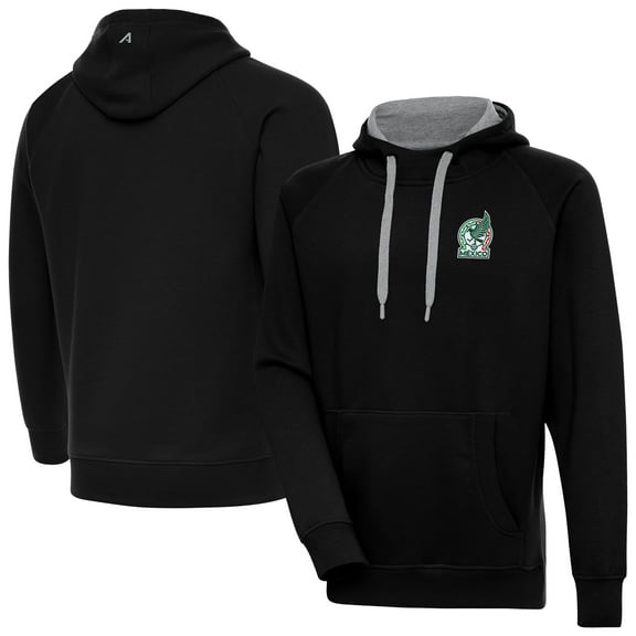 Men's Antigua Black Mexico National Team Takeover Pullover Hoodie